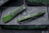 Heretic Knives Manticore S Battleworn Green OTF 2.6" Black Battleworn Recurve