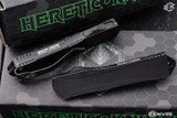 Heretic Knives Manticore S OTF Automatic Knife Black 2.6" Recurve Black Battleworn