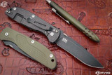 Rick Hinderer Knives FireTac Recurve G10 OD Green Framelock Knife 3.6" Battle Black