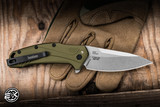 Kershaw Link Assisted Flipper Knife Olive Green Aluminum 3.25" MagnaCut Stonewash 1776OLSW
