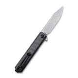 CIVIVI Chronic Flipper Knife Twill Carbon Fiber Overlay On Black G10 Handle (3.22'' Damascus) C917DS