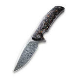 CIVIVI Incite Flipper Knife Shredded Carbon Fiber And Copper Shred In Clear Resin Handle (3.7'' Damascus) C908DS-2