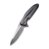 CIVIVI Statera Flipper Knife Black G10 with Carbon Fiber Overlay Handle (3.45" Damascus) C901DS