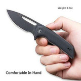 CIVIVI Odium Flipper Knife Black G10 Handle (2.65" Black Stonewashed D2) C2010E