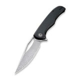 CIVIVI Shredder Liner Lock Knife Black Coarse G10 Handle (3.7'' Damascus) C912DS
