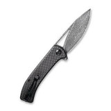 CIVIVI Riffle Flipper Knife Black G10/Carbon Fiber 3.5" Black Damascus Drop Point C2024DS-1