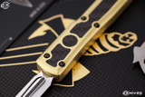 Marfione Custom UTX-70 Brass/CF Inlay OTF Automatic Blue Accents 2.4" Dagger Mirror Polish