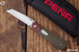 Enrique Pena Raptor Custom Front Flipper Green Micarta 2.75" Satin Rubbed