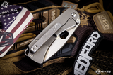 Medford Colonial G/T Folding Knife Black G10/Tumbled Titanium 3.5" D2 Tumbled Drop Point Blade