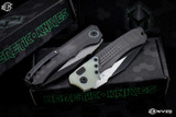 Heretic Knives "Wraith" Auto Unidirectional CF/Jade G10 Bolster 3.6" Battleworn Black