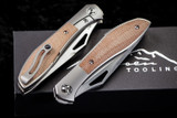 Jerry Moen Tooling Front Flipper Knife Titanium/Brown Micarta (3.75" Satin)