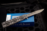 Benchmade 85 Billet Titanium Balisong Butterfly Knife  4.4" Drop Point Stonewash (Preowned)