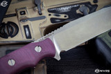 Rick Hinderer Knives FieldTac Burgundy Micarta 6" Spearpoint Harpoon Stonewash