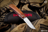 Enrique Pena Custom Front Flipper Brown/Red Micarta 2.6" Satin