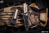 Microtech "Troodon Mini" OTF Automatic Cali Legal Knife Black 1.9" Dagger Bronze 238-13