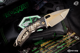 Heretic Knives Custom Medusa Automatic, DLC Ti/Rattlesnake Inlay 3" Bronze Compound Grind