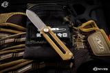 D Rocket Designs BarloX Manual Sliding OTF Bronze Al/Yellow G10 Knife 1.9" M390 Gunmetal PVD Katana