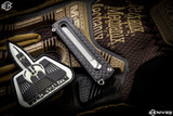 D Rocket Designs BarloX Manual Sliding OTF Zirconium/Black CF Knife 1.9" M390 Stonewash Katana