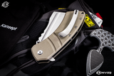 Kansept Knives XL Korvid Light Sand G10 Liner Lock Knife  (3.5" Cleaver Stonewash)