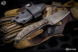 Mccoy Bladeworks "Stinger" #3 Gold FatCarbon Gold Accents 2.5" Acidwash