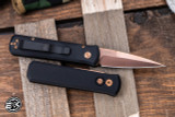 ProTech Godson Automatic Knife Black Aluminum 3.15" Rose Gold Bayonet 721-RG