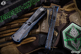 Heretic Knives Manticore E OTF Automatic Knife "Breakthrough Blue" 3" Dagger Battleworn Black H028-8A-BRKBLU