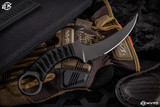 Bastinelli Knives "Mako" Black Tsuka Wrap Menuki 4" Dark Stonewash Serrated