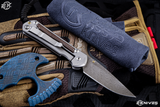 Chris Reeve Knives Small Sebenza 31 Bog Oak Inlay/Titanium Knife 3" Boomerang Damascus Drop Point S31-1102