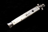 Frank B. 13" Italian Stiletto Automatic Knife White Pearlex 6" Satin Bayonet
