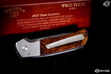 ProTech Terzuola ATCF Custom Automatic Knife 416 Stainless Steel w/ Desert Iron Wood Inlay 3.5" Nichols Damascus