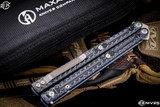 Maxace Obsidian-S Balisong Butterfly Knife Blue G10 4.0" Spear Point Satin MCOS