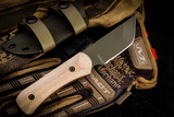 Hawk Creek Armory "Scout" Fixed Blade Knife Tan Micarta OD Green Cerakote SC003
