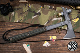 RMJ Tactical Kestrel Feather Tomahawk Dirty Olive G10 13" 80CRV2 Tungsten Grey