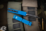 Microtech UTX-70 OTF Automatic Knife Blue 2.4" Dagger Black Serrated 147-3BL
