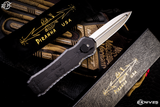 Piranha Excalibur OTF Automatic Knife Black 3.3" Dagger Mirror Satin