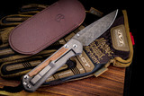 Chris Reeve Knives Large Sebenza 31 Natural Micarta Inlay/Titanium Knife 3.6" Raindrop Damascus L31-1218