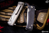 Chaves Knives Ultramar "Liberation Street" Flipper Black G10 /Titanium 3.3" S/E Satin Drop Point