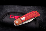 Enrique Pena Custom Lannys Clip Red Micarta Front Flipper Knife 2.6" Satin