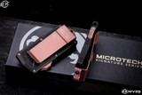 Microtech Exocet OTF Knife Money Clip Cali Legal Black/Rose Gold 1.9" Rose Gold PVD Dagger Serrated 157-3PVDRGS