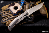 RJ Martin Q36SS Orange CarboTi Flipper 4" Stonewash Polished Magnacut