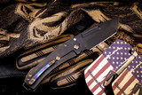 Medford Knives Midi Marauder Flamed Titanium "Solar Flare" 3.6" Black PVD Tanto