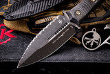 Microtech/Borka Blades SBD Carbon Fiber Fixed Blade Knife 4" DLC Dagger Serrated 201-3APDLCCFS