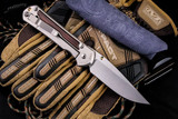 Chris Reeve Knives Large Sebenza 31 Macassar Ebony/Bead-Blasted Titanium S45VN Knife 3.6" Drop Point Stonewash L31-1116