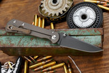 Toor Knives Merchant 2.0 Folding Bronze Titanium Knife 3.75" Black Drop Point