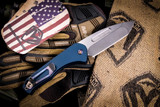 Medford Praetorian Swift Auto Knife Blue w/ Flamed HW, Clip 3.3" S35VN Tumbled Tanto