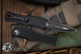 Microtech Hera OTF Automatic Knife 3" Dagger Black Serrated 702-3T