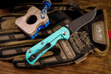Toor Knives "Chasm" Folding Knife Teal Titanium 3.25" Recurve Black FL154R