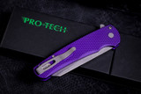 ProTech Malibu Purple Textured Aluminum Manual Flipper Button Lock Knife 3.25" Reverse Tanto Stonewash 5205