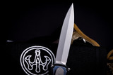 Hawk Knives Deadlock Model C Battle Blue Titanium Inlay Aluminum  3.5" Blasted Dagger