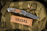 Harber Brand "Regal" Titanium Koa Wood Inlay 2.8" Vegas Forge Damascus #128